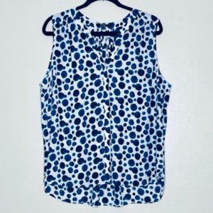 NYDJ Blue & White Raindrop Pattern Blouse Size L